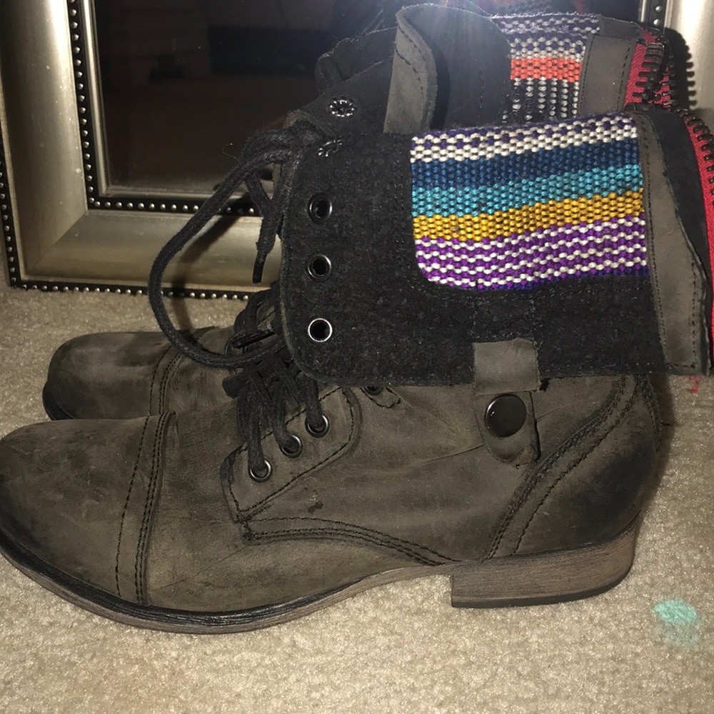 Steve Madden Red Zipper Combat Boot